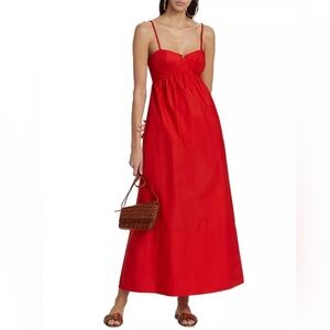 Farm Rio Red Sleeveless Maxi Dress with Sweetheart Neckline